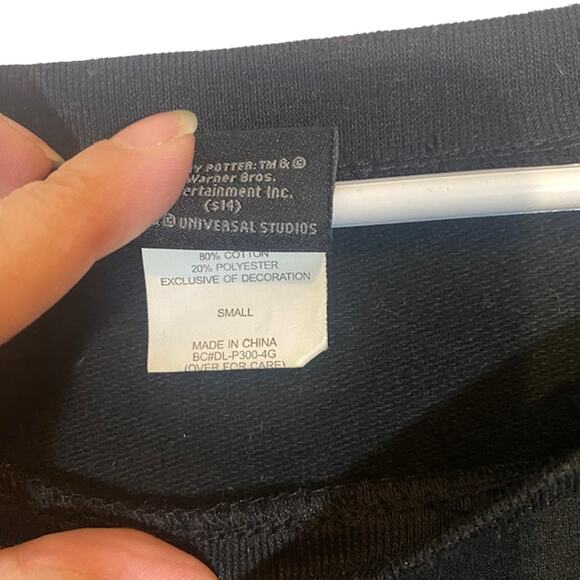 Harry Potter Black Cotton Blend Draco Logo Front Sweatshirt Women Sz S - Picture 8 of 8